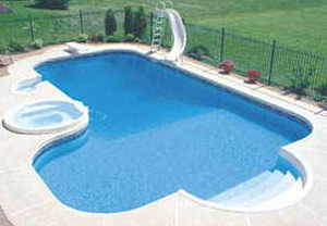 Cloudy clean swimming pool water