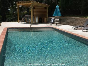 Inground pool with aqua blue liner