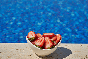 Strawberries by Swimming Pool